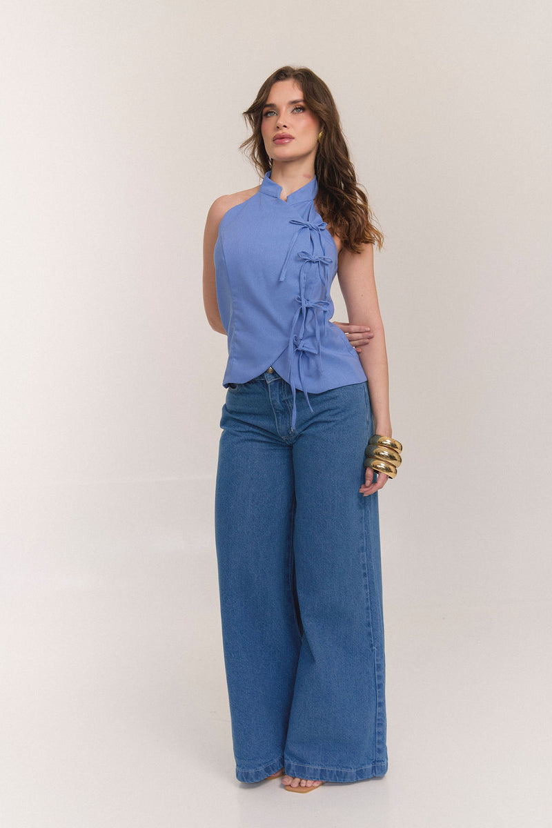 BLUSA EJECUTIVA en azul medio