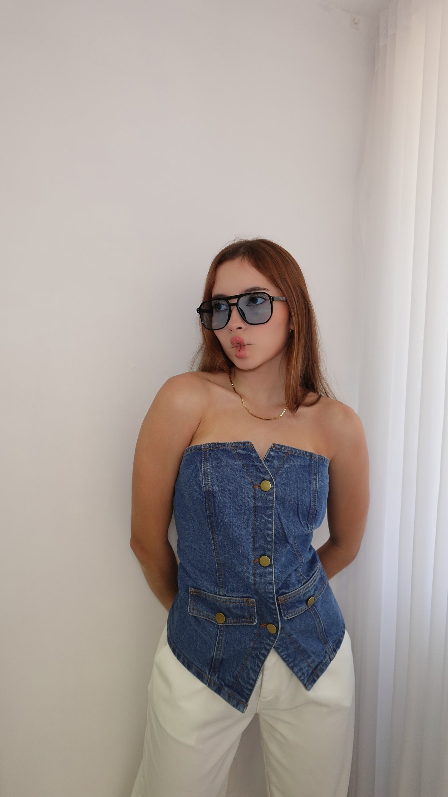 BUSTIER BOTONES DENIM