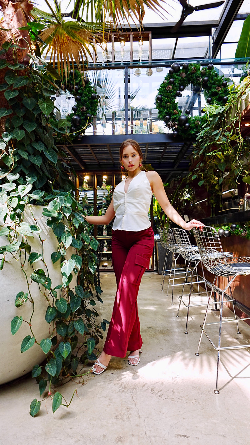PANTALÓN CARGO VINO en vino