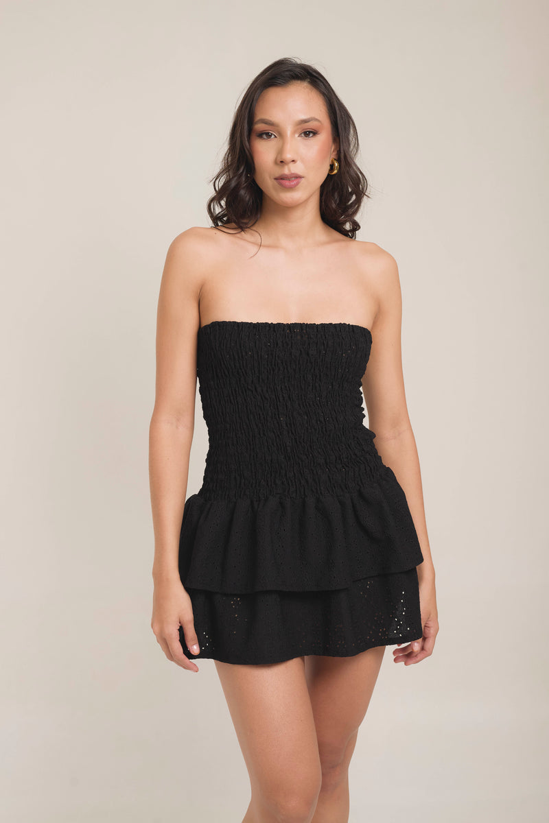 VESTIDO MINI GIRASOL en negro