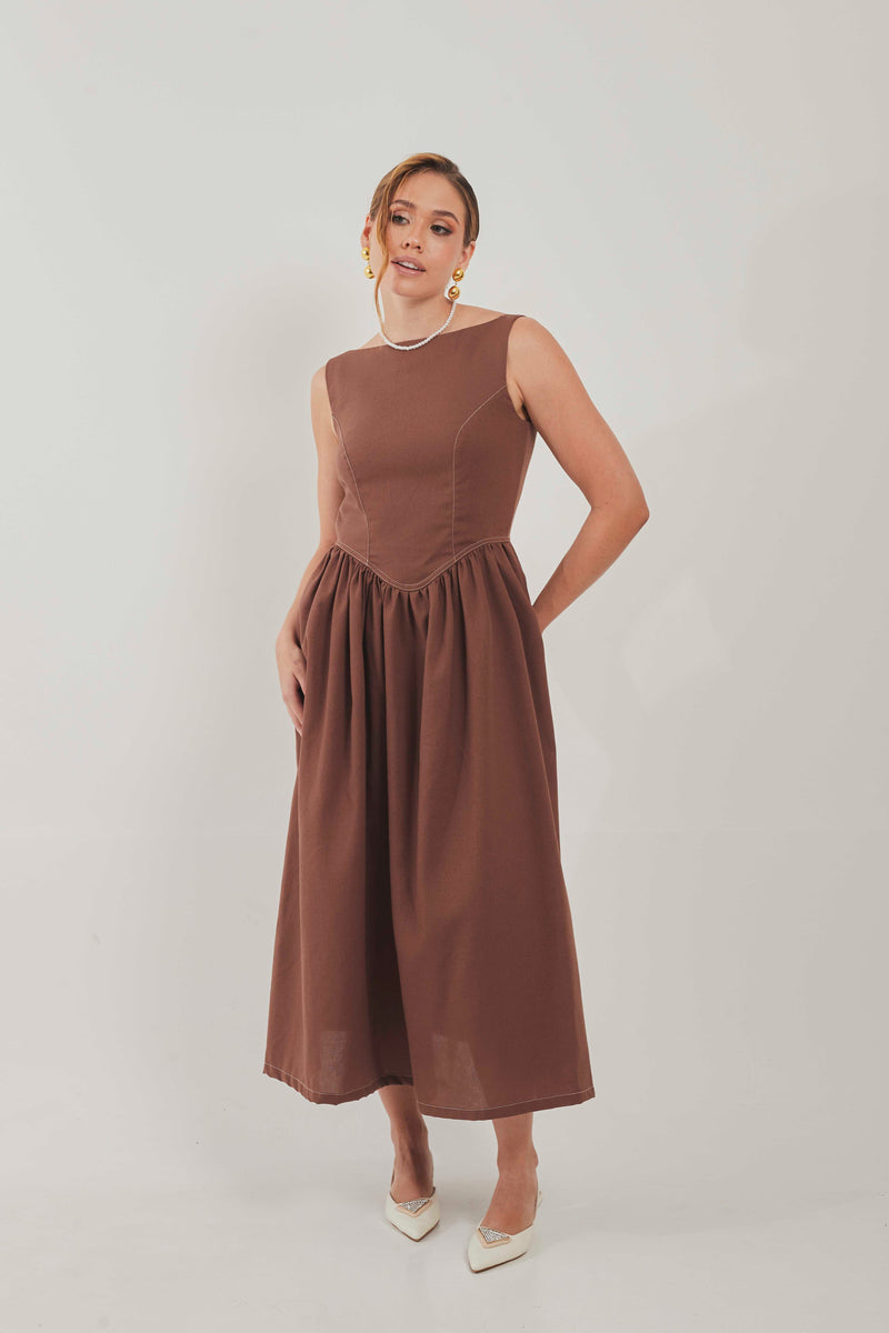 VESTIDO HELECHO en mocca